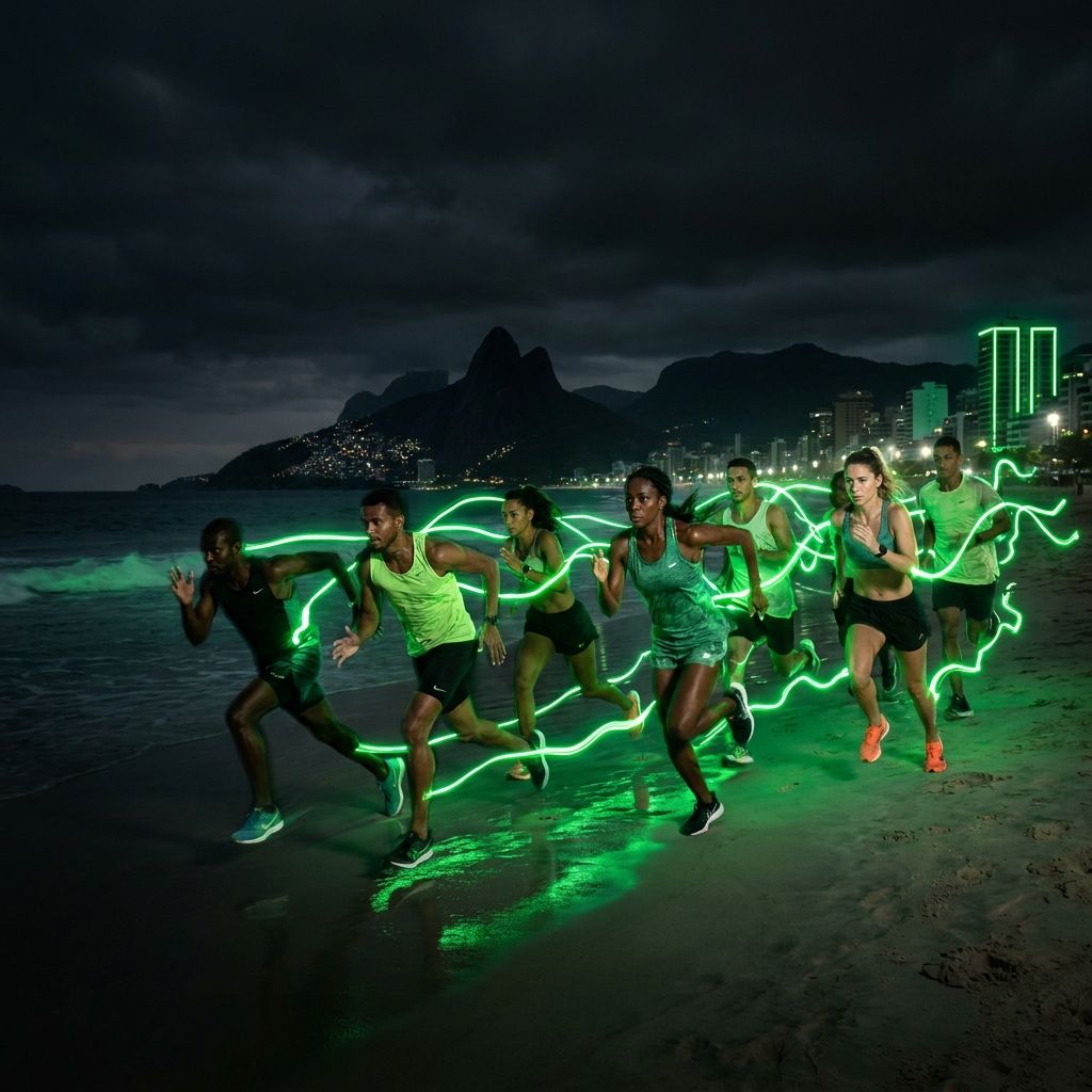 Diverse run club training along the Rio coastline